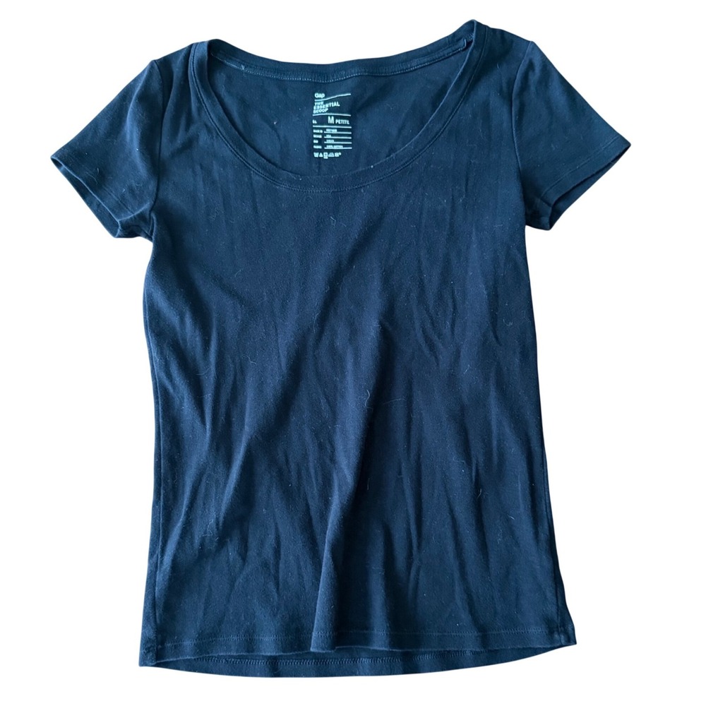 Gap The Essential Scoop Neck T-Shirt Black Short Sleeve Cotton Elevated basic